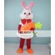 White Bunny Rabbit Easter Mascot Costume with Carrot