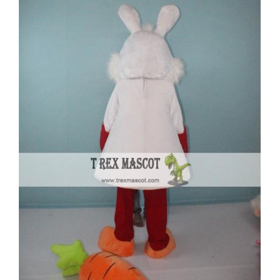 White Bunny Rabbit Easter Mascot Costume with Carrot