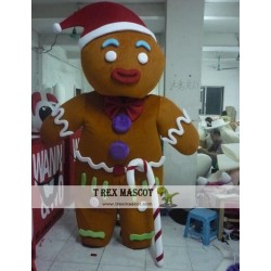 New Plush Christmas Adult Gingerbread Man Mascot Costume