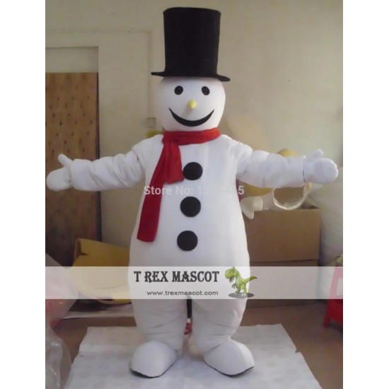 Black Hat Adult Snowman Mascot Costume