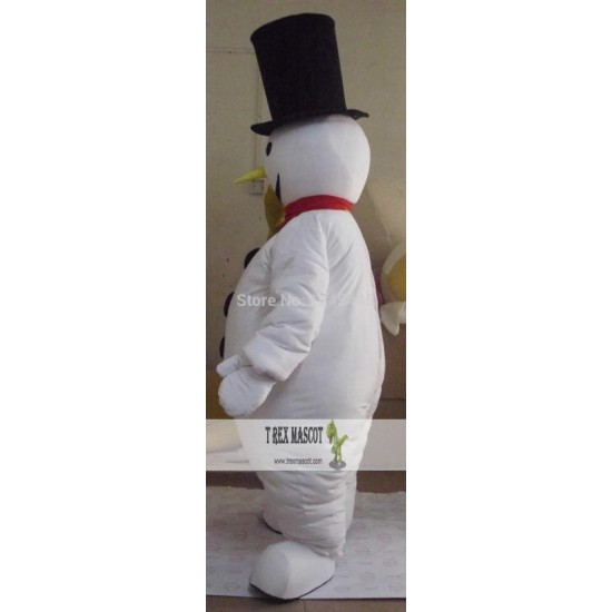 Black Hat Adult Snowman Mascot Costume