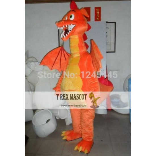 Adult Orange Dinosaur Mascot Costume