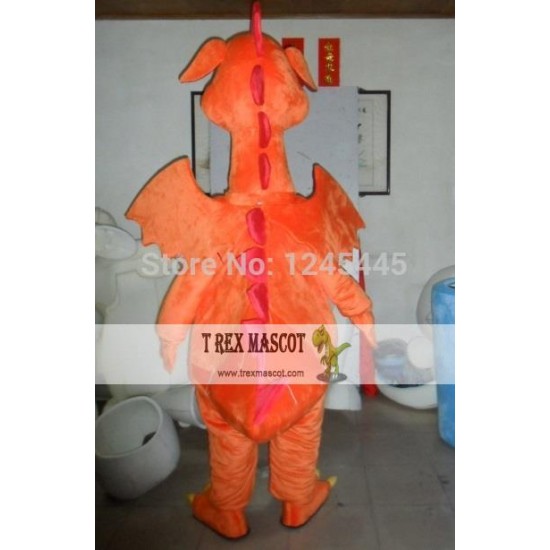 Adult Orange Dinosaur Mascot Costume