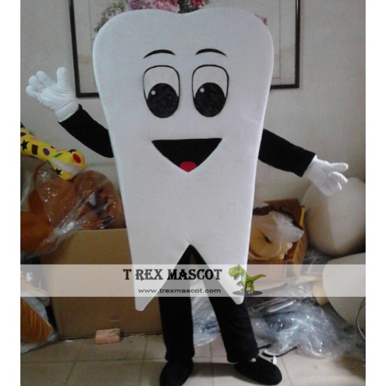 Adult Happy White Tooth Mascot Costume Adult Happy White Tooth Mascot Costume