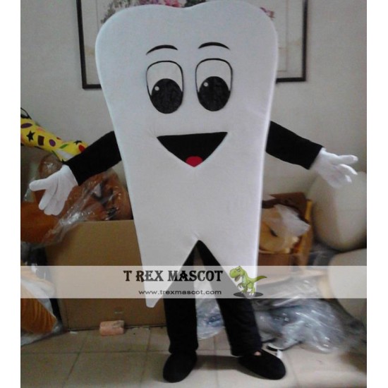 Adult Happy White Tooth Mascot Costume Adult Happy White Tooth Mascot Costume