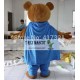 Brown Teddy Bear In A Blue Cloak Mascot Costume Adult Bear Mascot Brown Teddy Bear In A Blue Cloak Mascot Costume Adult Bear Mascot