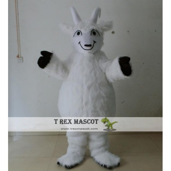 Adult Furry White Sheep Goat Mascot Costume