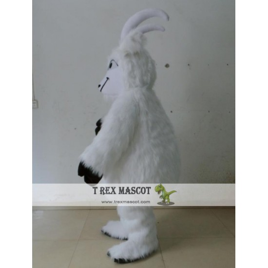 Adult Furry White Sheep Goat Mascot Costume