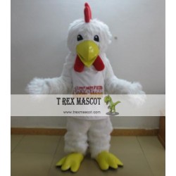 Adult White Furry Chicken Rooster Mascot Costume