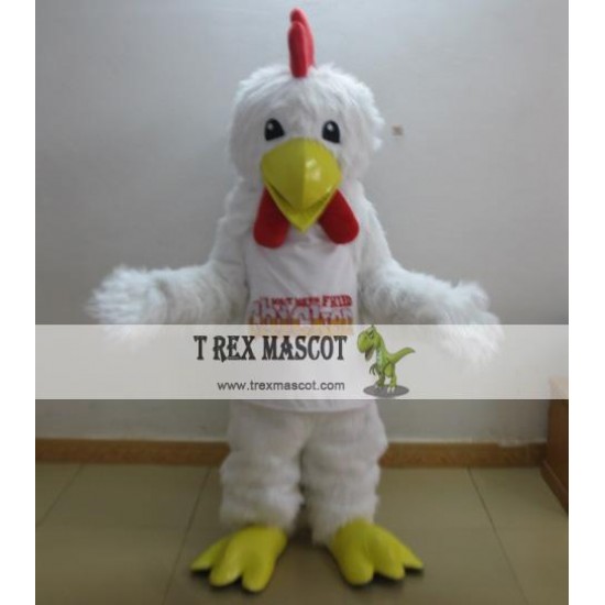 Adult White Furry Chicken Rooster Mascot Costume Adult White Furry Chicken Rooster Mascot Costume