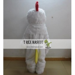 Adult White Furry Chicken Rooster Mascot Costume