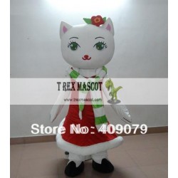 Christmas White Cat Mascot Costume
