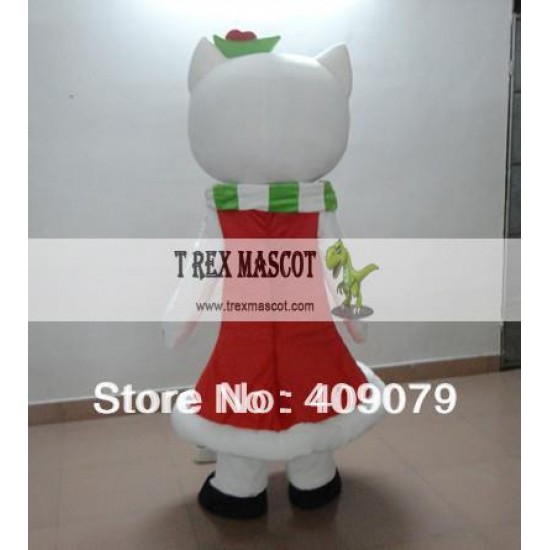 Christmas White Cat Mascot Costume Christmas White Cat Mascot Costume