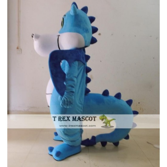 Adult Blue Dinosaur Mascot Costume With Wings And Long Tail Adult Blue Dinosaur Mascot Costume With Wings And Long Tail