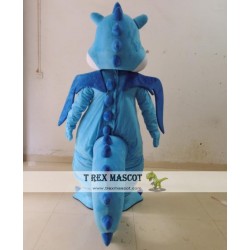 Adult Blue Dinosaur Mascot Costume With Wings And Long Tail
