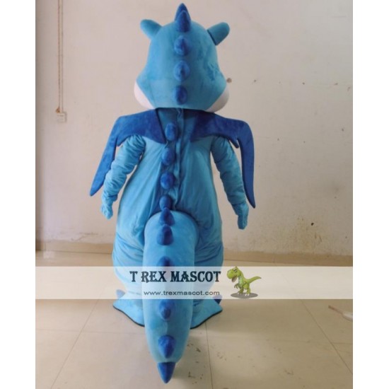 Adult Blue Dinosaur Mascot Costume With Wings And Long Tail Adult Blue Dinosaur Mascot Costume With Wings And Long Tail