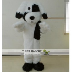 Black And White Plush Adult Dog Mascot Costume