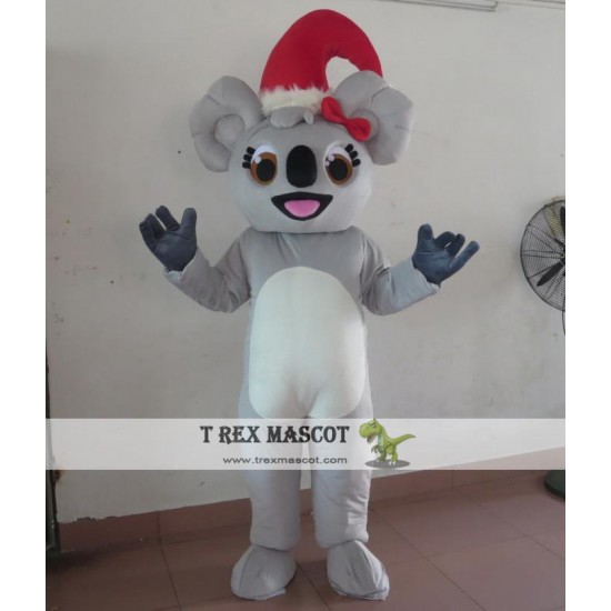 Adult Happy Koala Mascot Costume With A Red Hat Adult Happy Koala Mascot Costume With A Red Hat