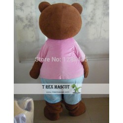 Pink T-Shirt Adult Teddy Bear Mascot Costume