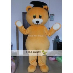 Bear In The Trencher Cap Mascot Costume Adult Bear Mascot Costume