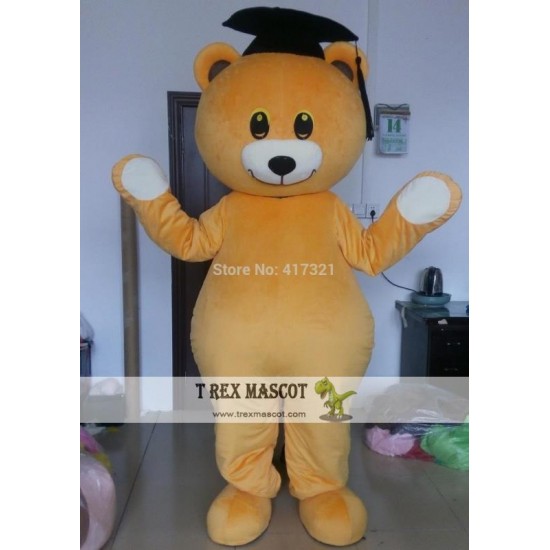 Bear In The Trencher Cap Mascot Costume Adult Bear Mascot Costume Bear In The Trencher Cap Mascot Costume Adult Bear Mascot Costume