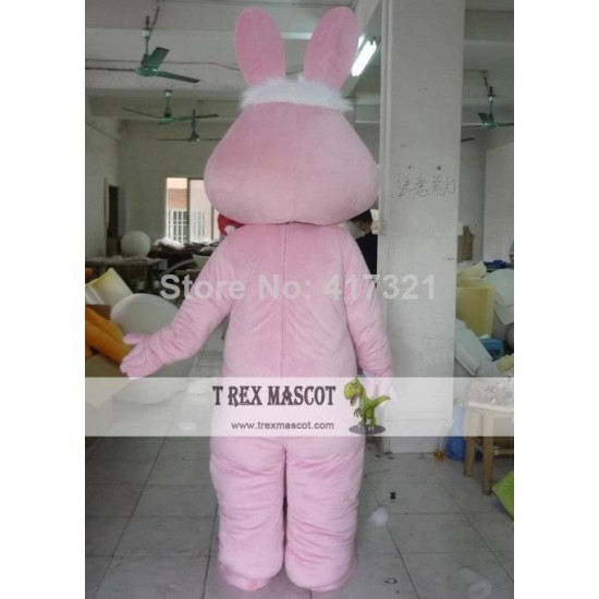 Adult Easter Bunny Costume Pink Rabbit Mascot Costume