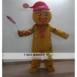 Christmas Adult Gingerbread Man Mascot Costume For Adults