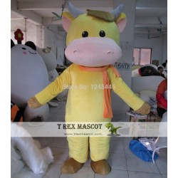 Yellow Cattle Mascot Costume Adult Cow Mascot Costume