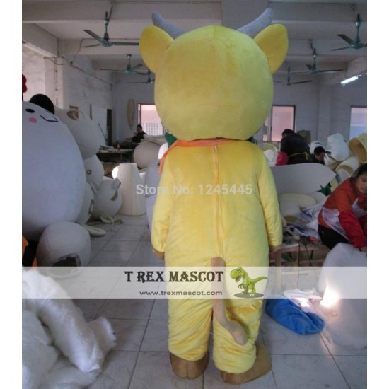 Yellow Cattle Mascot Costume Adult Cow Mascot Costume