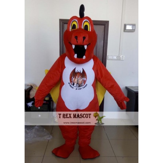Dragon Mascot Costume With Wings In Red / Green Dragon Mascot Costume With Wings In Red / Green