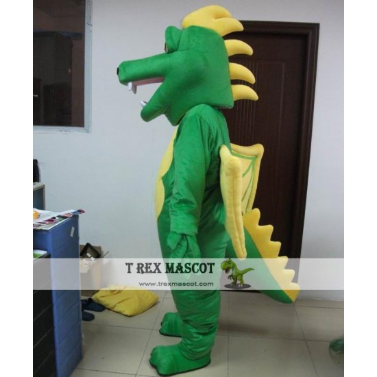 Dragon Mascot Costume With Wings In Red / Green Dragon Mascot Costume With Wings In Red / Green