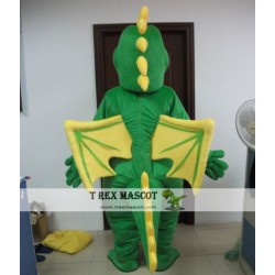 Dragon Mascot Costume With Wings In Red / Green