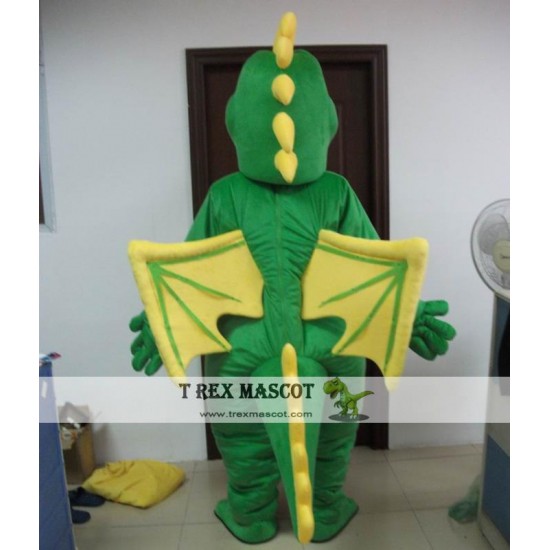 Dragon Mascot Costume With Wings In Red / Green Dragon Mascot Costume With Wings In Red / Green