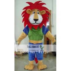 Short Plush Red Hair Lion Costume For Adults Lion Mascot Costume