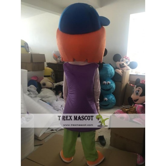 Cool Debby Little Girl Young Girl Cartoon Mascot Costume Blue Clear Eyes Purple Cool Debby Little Girl Young Girl Cartoon Mascot Costume Blue Clear Eyes Purple