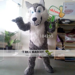 Grey Husky Dog Animal Mascot Costumes Adult