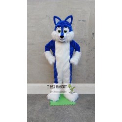 Husky Mascot Costume Deluxe Long Fur Blue