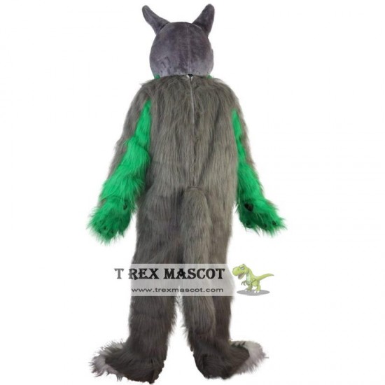 Long Hair Green Wolf Mascot Costume Adult Long Hair Green Wolf Mascot Costume Adult