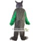 Long Hair Green Wolf Mascot Costume Adult Long Hair Green Wolf Mascot Costume Adult