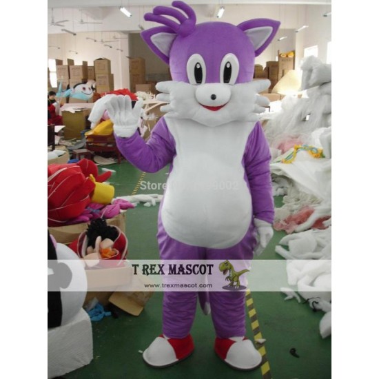 Adult Purple Cat Mascot Costume