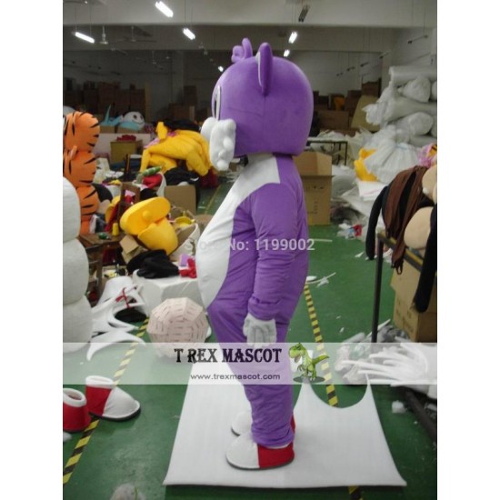 Adult Purple Cat Mascot Costume