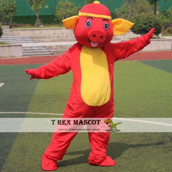 Yellow Red Pig Mascot Costumes for Adult Yellow Red Pig Mascot Costumes for Adult