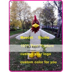White Cock Mascot Costume Custom Cartoon Character