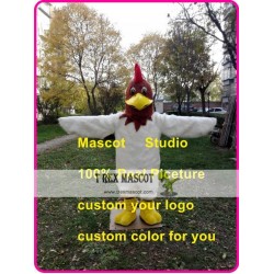 White Cock Mascot Costume Custom Cartoon Character