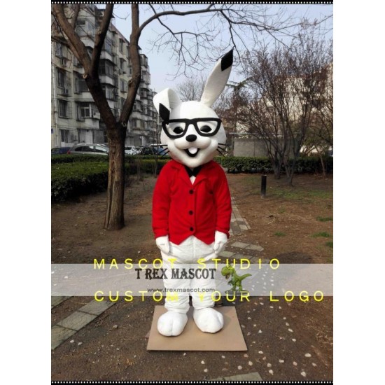 Red Coat Rabbit Mascot Costume