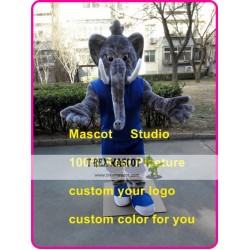 Grey Muslce Elephant Mascot Costume