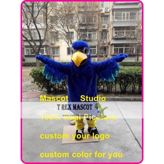 Blue Eagle Mascot Costume Plush Falcon Hawk