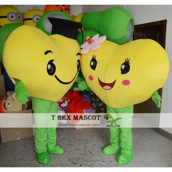 Yellow Love Heart Mascot Costume for Adult Yellow Love Heart Mascot Costume for Adult