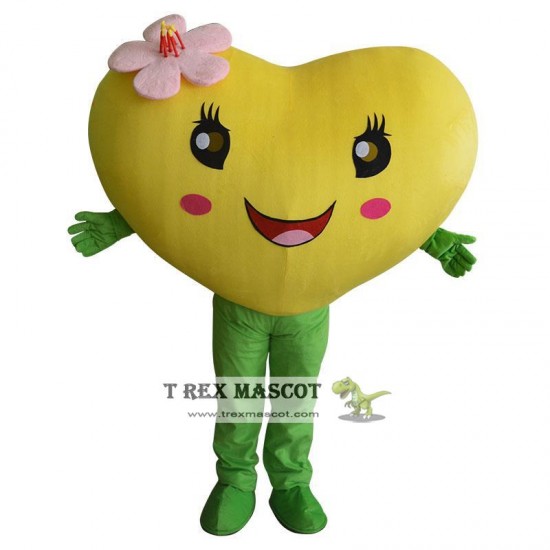 Yellow Love Heart Mascot Costume for Adult Yellow Love Heart Mascot Costume for Adult