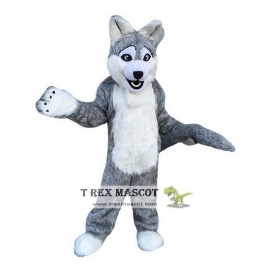 Long Gray Wolf Mascot Costume Long Gray Wolf Mascot Costume